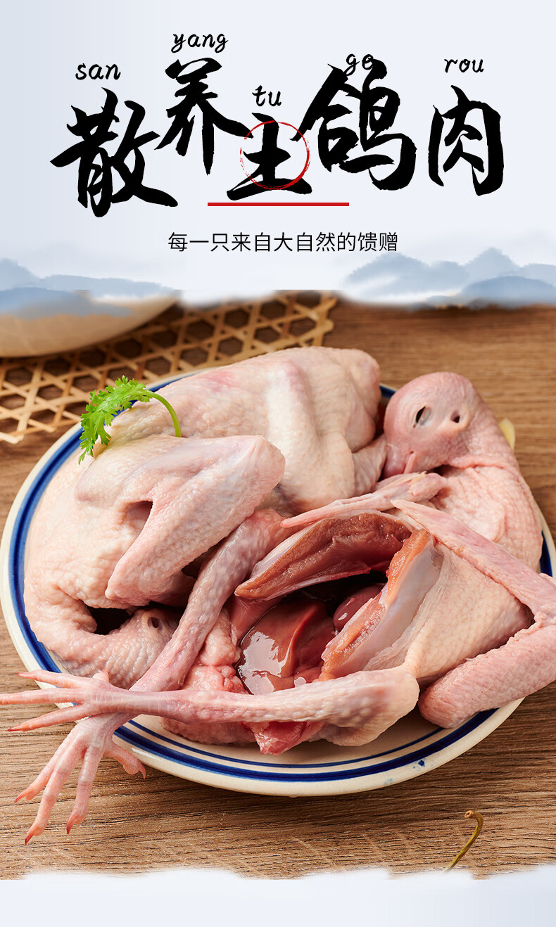 鸽子肉新鲜乳鸽农家散养老鸽子杂粮喂养5只装350g每只