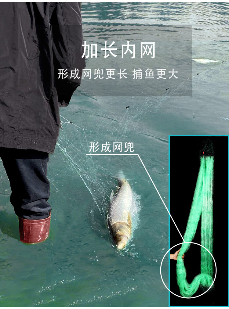 進口綠絲網魚網攔河三層沉網浮網掛沾抓鯽魚捕魚神器漁網k綠絲高2米長