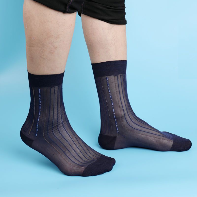 冰丝袜子男商务丝袜男锦纶丝袜夏季薄丝袜头跟加固防滑 白 (3双装)