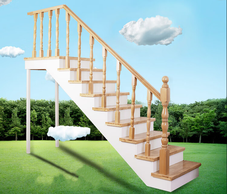 家用实木楼梯扶手护栏室内围栏榉木立柱马蹄形实木扶手1米457