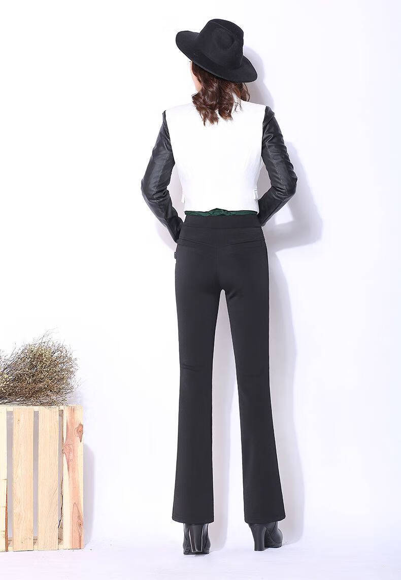 恒源祥休闲裤2021喇叭裤女秋冬新款长裤妈妈裤子九分加绒高腰女裤春秋