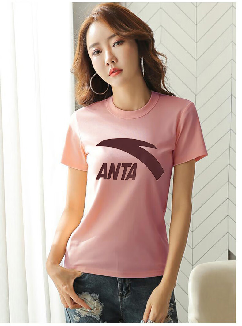 安踏女装短袖女t恤官网旗舰新款夏季透气轻薄款修身运动服女81131纯净