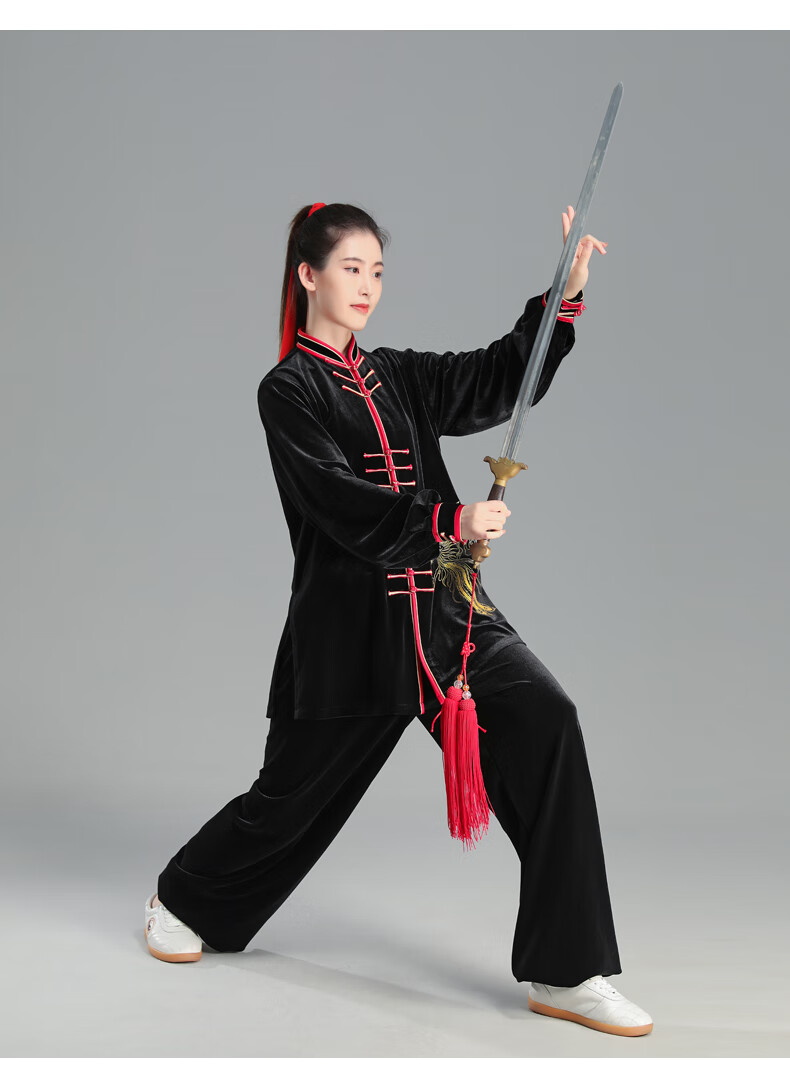 幂范西秋冬季金丝绒太极拳练功服女中老年人南韩绒加厚武术太极服套装