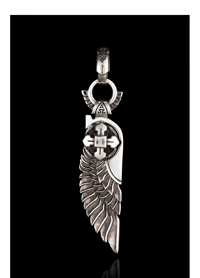 门店同款rockride自由之翼吊坠手工银饰项链男潮流个性925银自由之翼