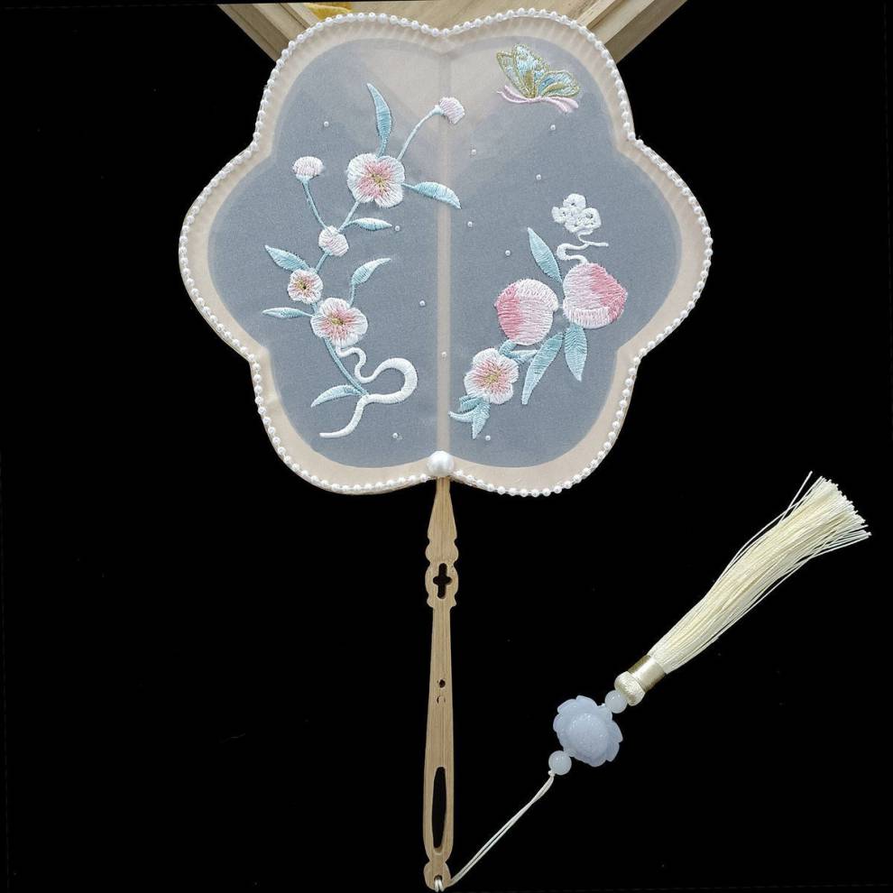 团扇舞蹈专用古风扇子仙气古代汉服手持物旗袍秀专用儿童小号圆扇