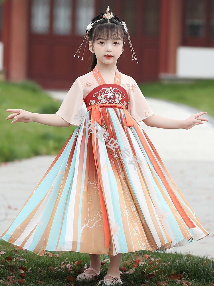 一12岁日常穿仙儿童汉服女中国风仙唐装古装古风襦裙小女孩连衣裙飘逸