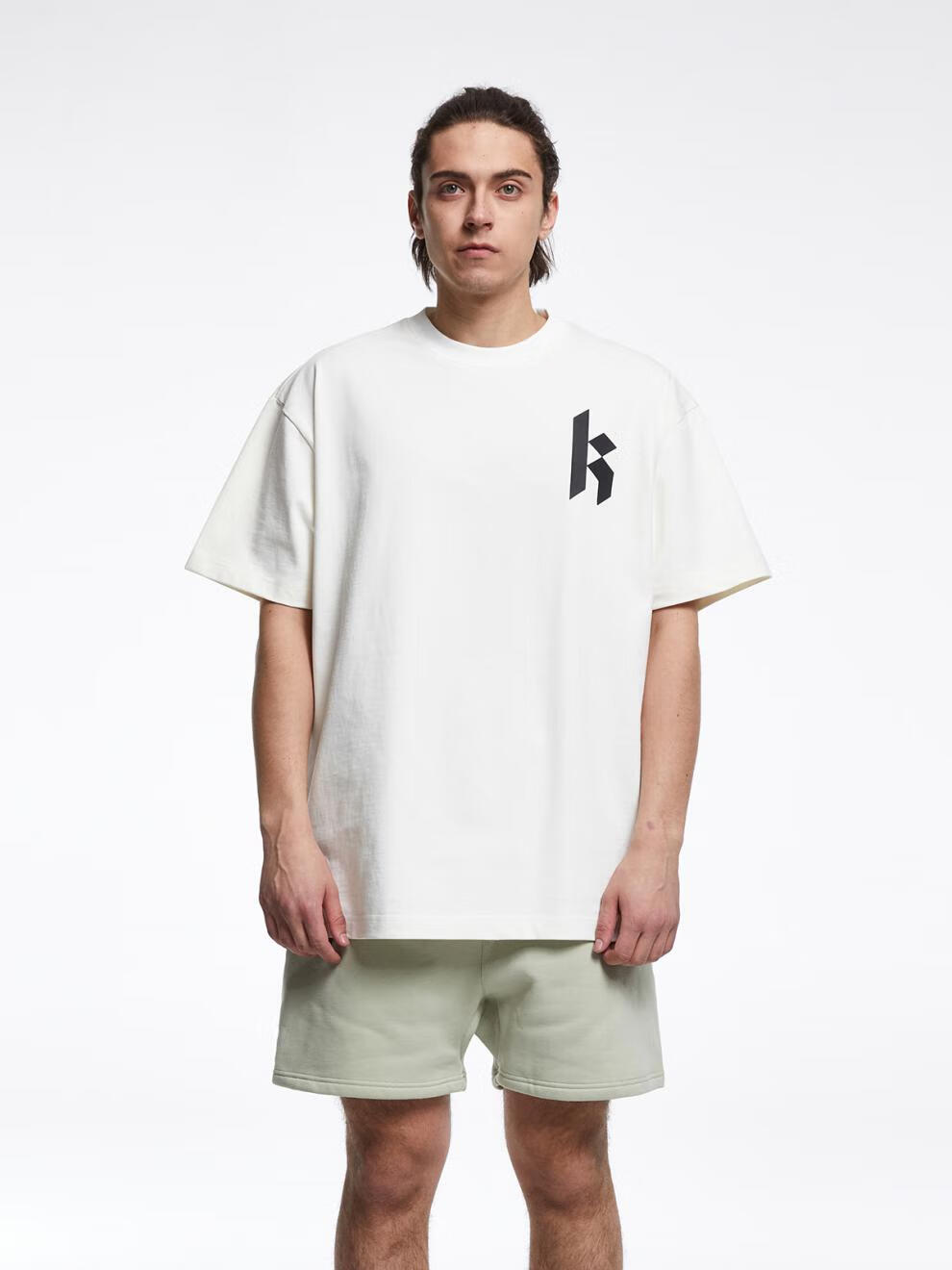 kon夏季新款重磅落肩纯棉t恤立体字母图案潮时尚短袖青年男女通穿