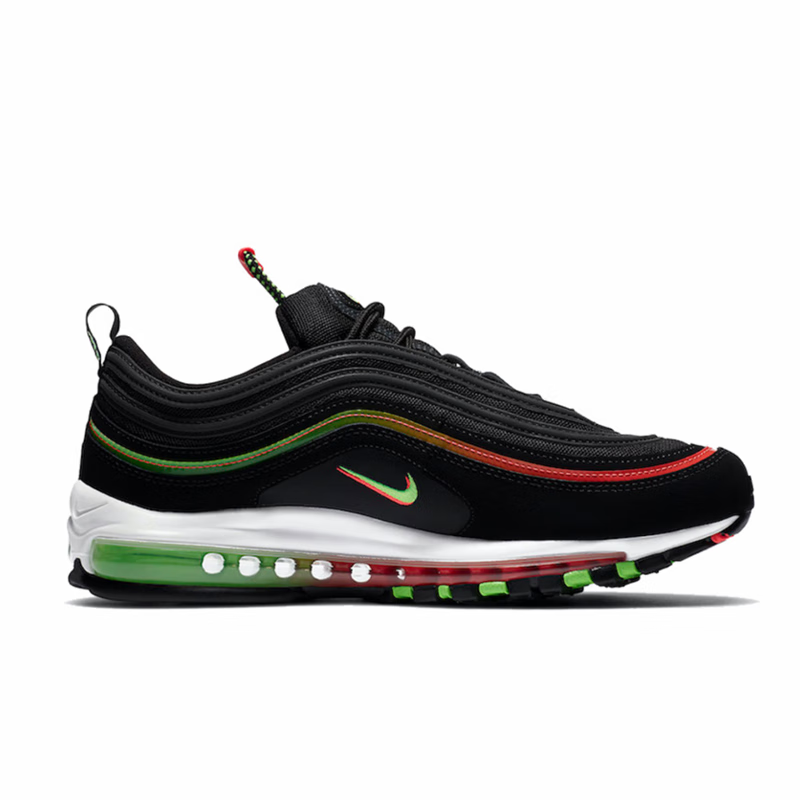 nike耐克air max 97 worldwide全掌气垫男子黑红绿反光气垫运动休闲鞋