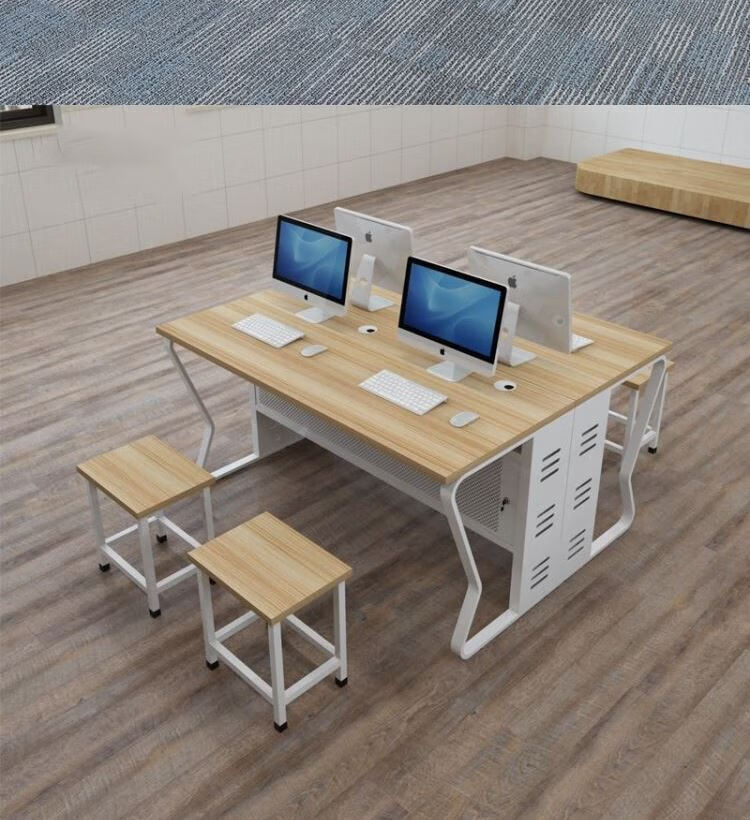 微机室电脑桌 学校机房电脑桌培训班计算机台式微机教室双人实训桌椅