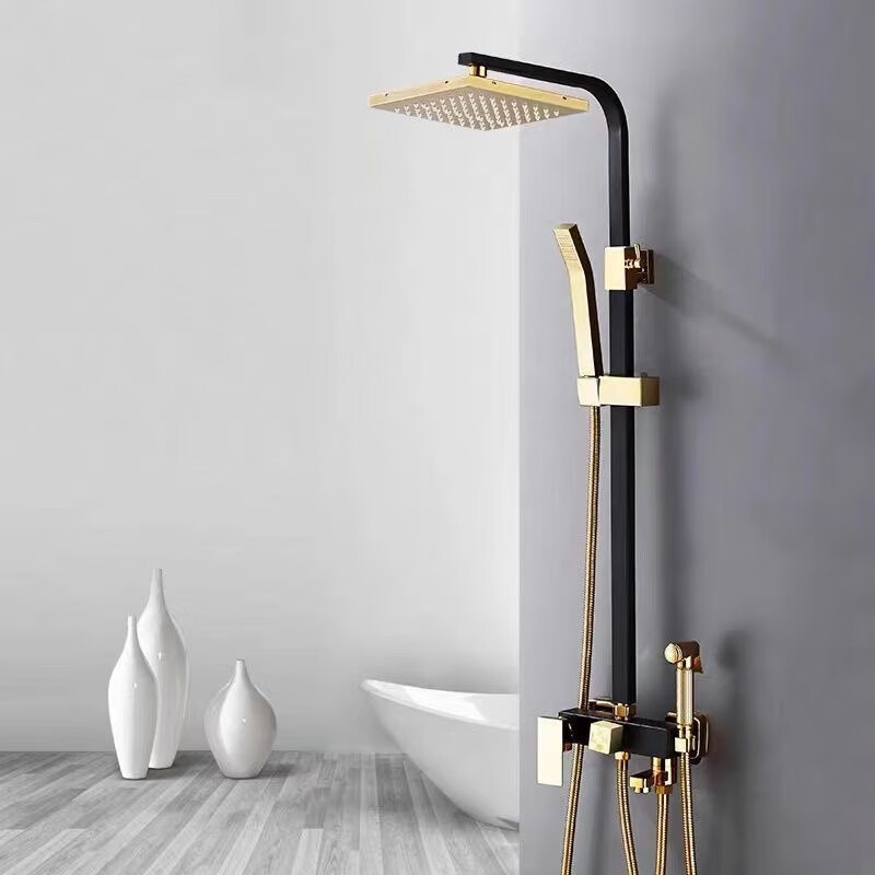 杜拉维特花洒全铜金色恒温金色花洒套装钛金黄铜数显淋浴套装沐浴玫瑰