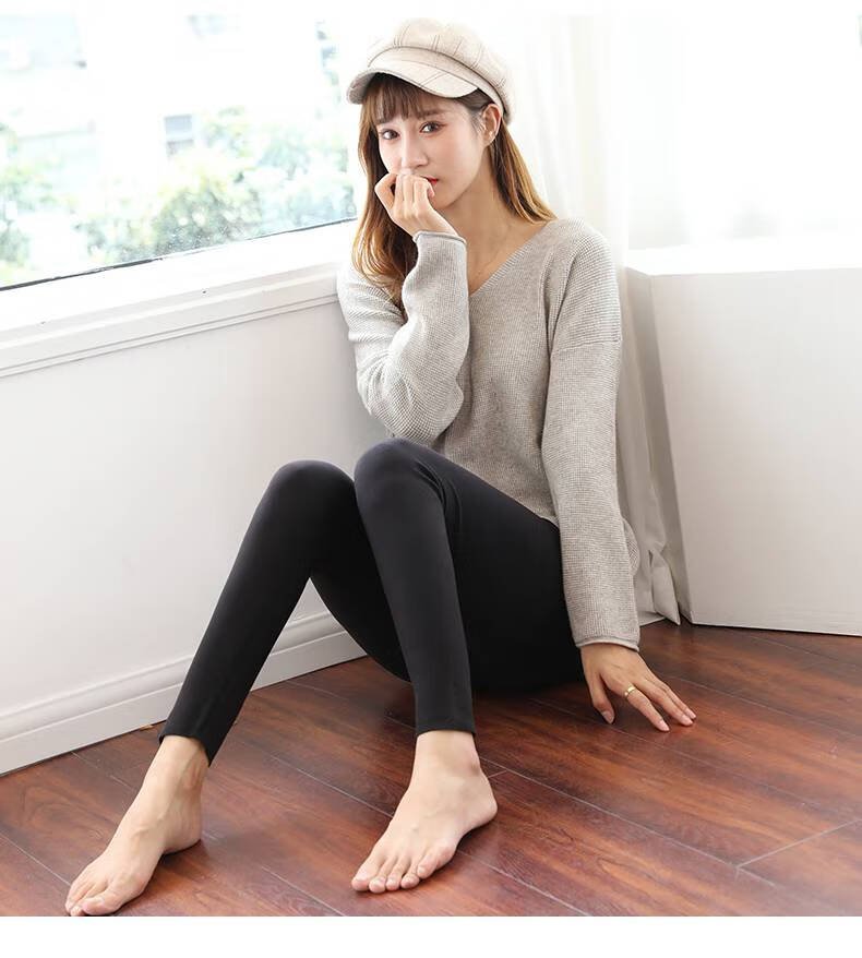 浪莎德绒秋裤女打底裤春秋薄绒裤内穿紧身线裤裤秋冬秋冬季女式保暖加