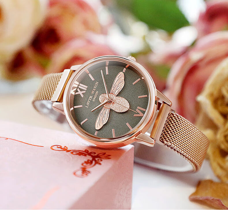 小蜜蜂轻奢法国小众手表女士时尚简约气质学生防水新款ins风小蜜蜂灰