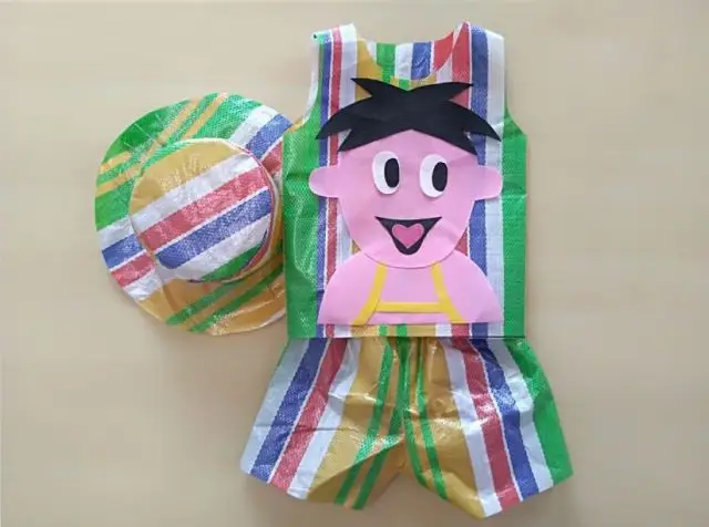 温蔓尔儿童环保时装秀衣服男童男孩幼儿园手工制作衣服亲子走秀表演出