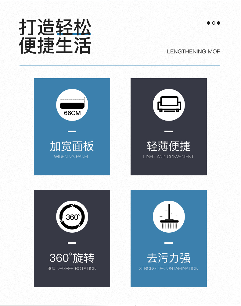 家用大型拖把大号平板拖把家用懒人旋转拖地神器木地板一拖净免手洗