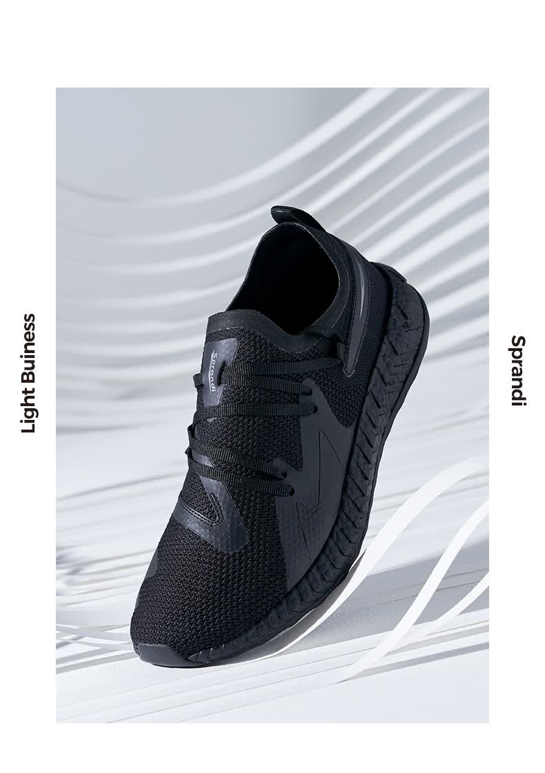 sprandi斯潘迪男鞋运动鞋时尚简约跑步鞋秋季新款高弹软底休闲鞋黑239