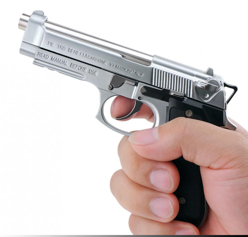 05伯莱塔m92a1玩具合金枪可抛壳 不可发射 枪色 盒装 5弹 消音器