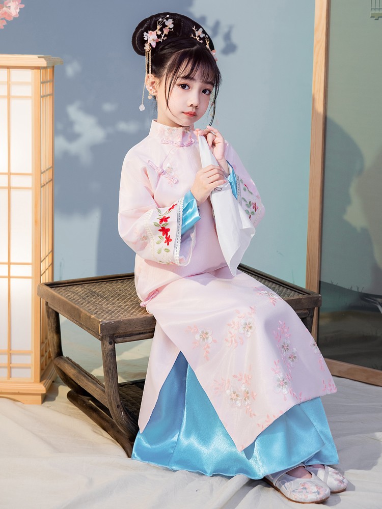 咕咕爱儿童古装女童满族古代服装春秋装格格公主清朝旗服宫廷服饰演出