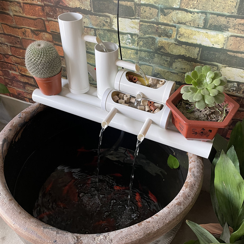 鱼缸过滤低滤盒三合一净水缸养鱼上滤过滤器瓷缸小型鱼池循环长40cm带