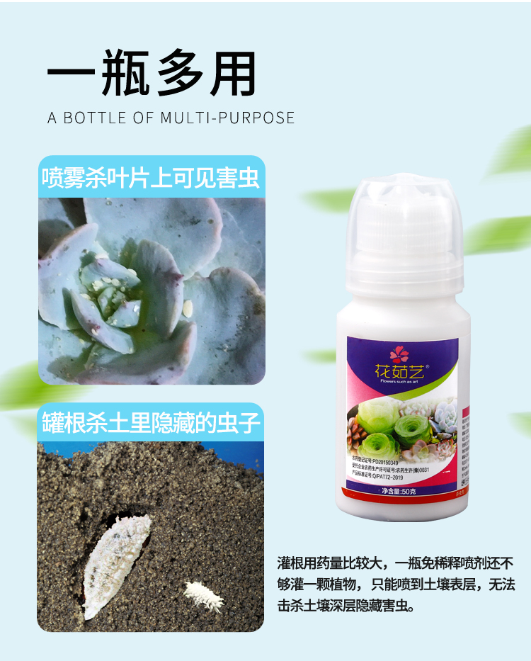 多肉药剂蚧壳虫专用药蚧必治小白虫花卉植物通用除虫介壳虫杀虫剂50ml