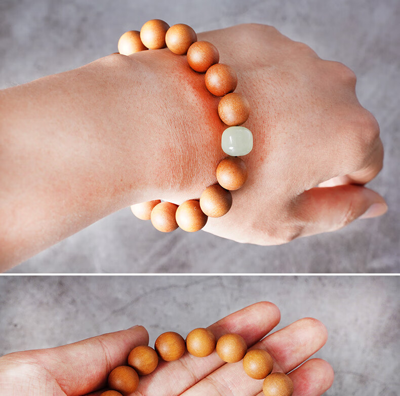 鲤梨 印度老山檀香手串 女和田玉手链原创文玩红黑肉佛珠男情侣闺蜜
