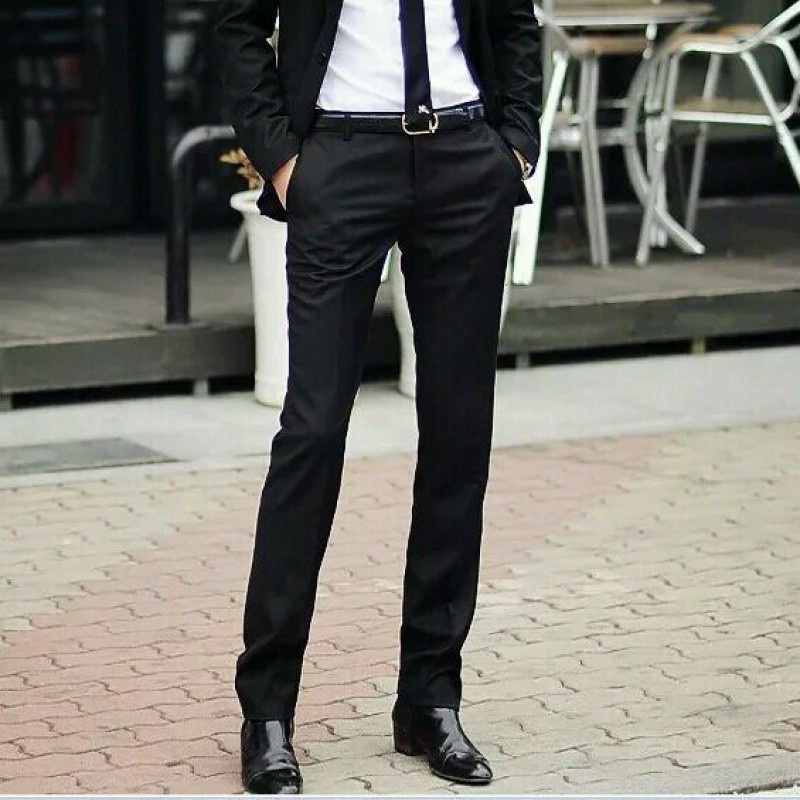 男士夏季夏季韩版商务男士薄款修身黑色西装裤小脚正装西服裤子潮蓝色