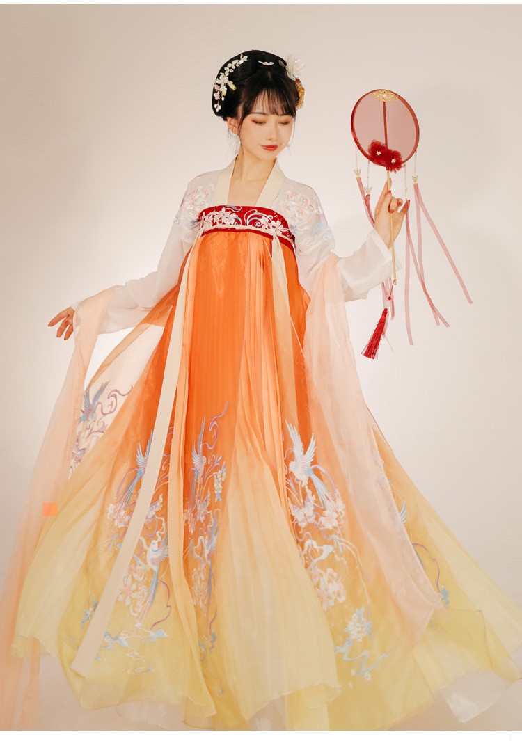 舒弗星汉服女唐制齐胸襦裙传统重工刺绣仙气夏款白色齐腰衬裙xs