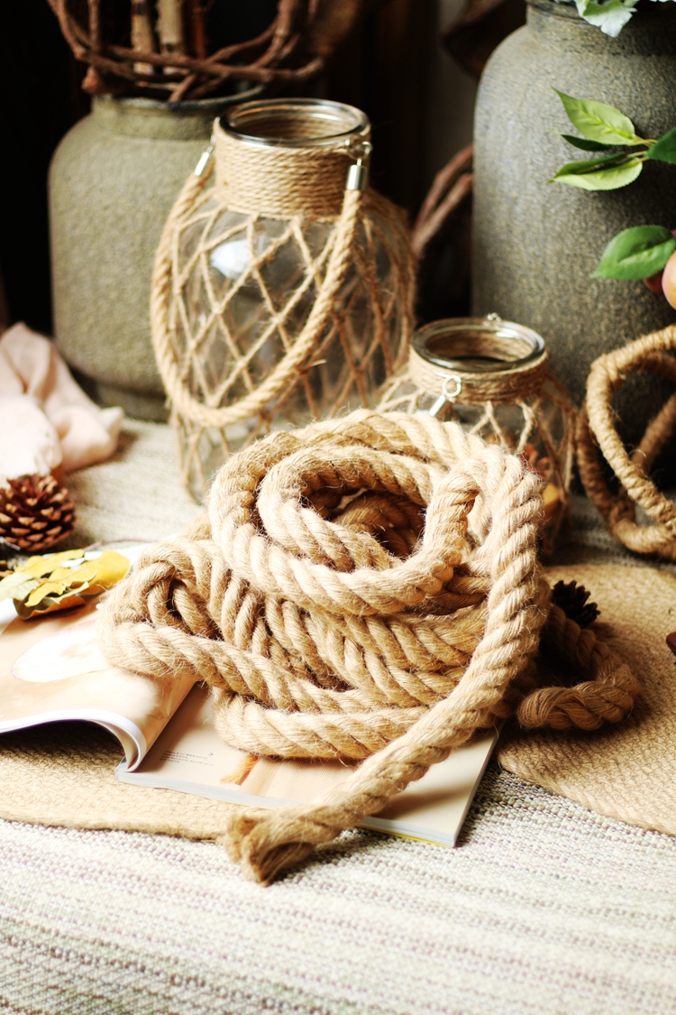 麻绳 麻布花边绳子粗细装饰麻线粗麻园艺花园手工diy天然 一卷,约64米