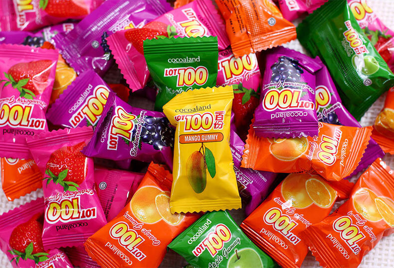 软糖lot100一百份什果芒果果汁软糖水果糖喜糖网红零食cocoaland进口