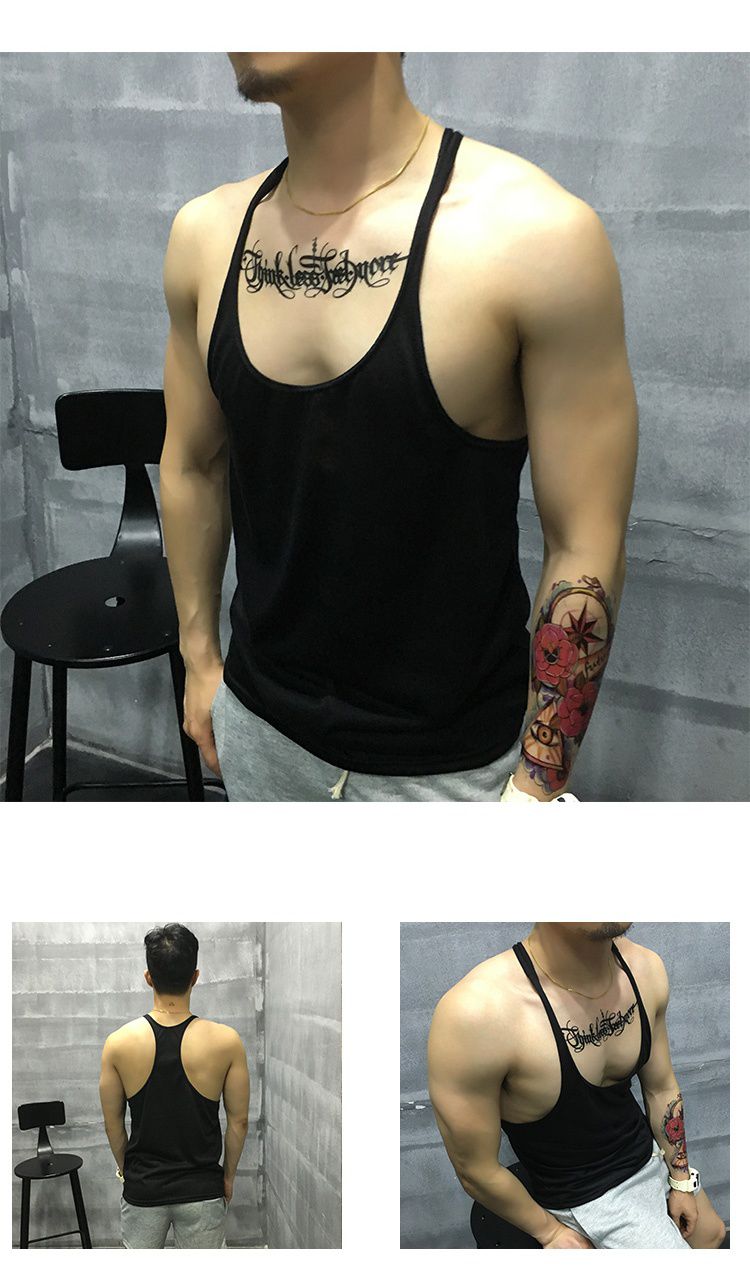 工字背心男运动健身背心男士 超细肩带低胸时尚休闲修身型汗 大码棉