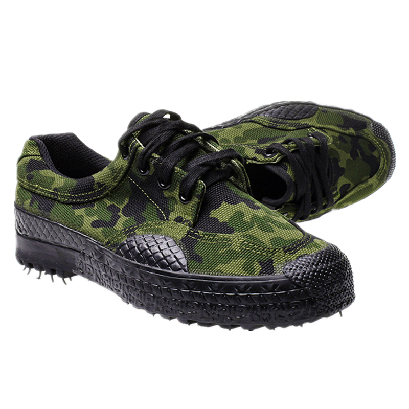 迷彩胶鞋 际华男女新式户外工作低帮防滑耐磨胶鞋系带加大48码解放鞋