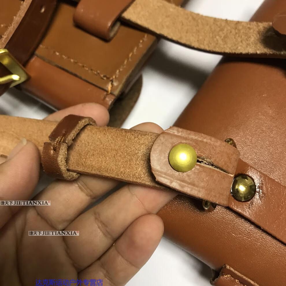 92g枪套黄皮三件套腰部套双联弹夹套影视演员道具 92款9mm三件套