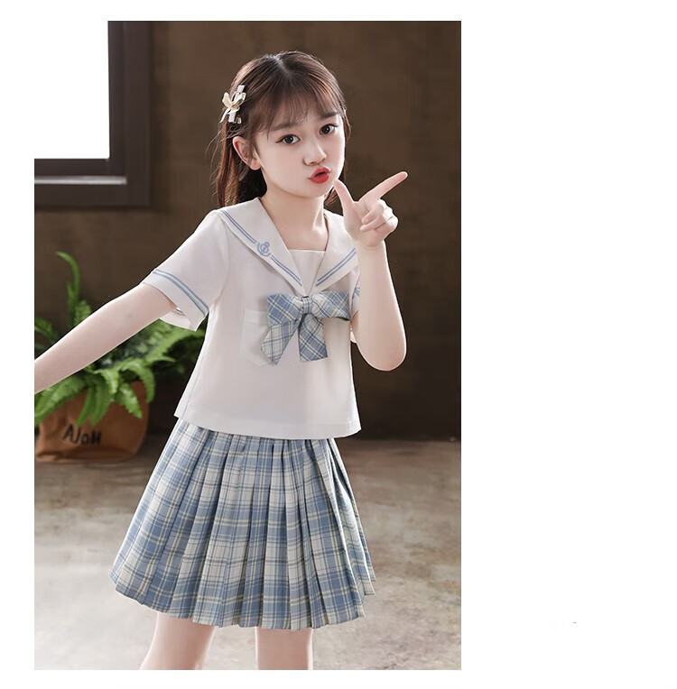 小黄鸭女童jk裙子秋季小学生连衣裙儿童装学院风套装女孩百褶裙秋装 a