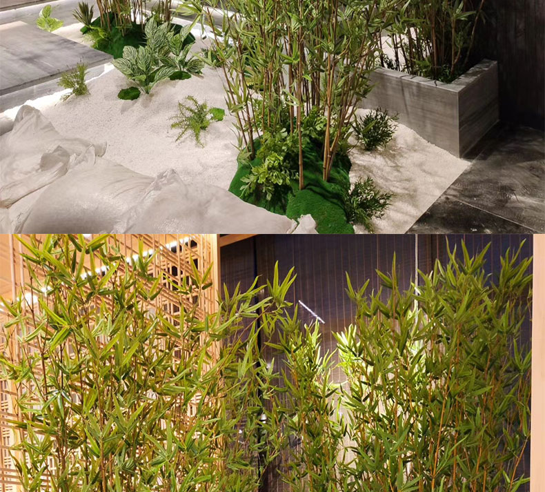 仿真竹子隔断屏风假竹子盆景细水毛竹绿植客厅酒店装饰竹叶假竹竿高2