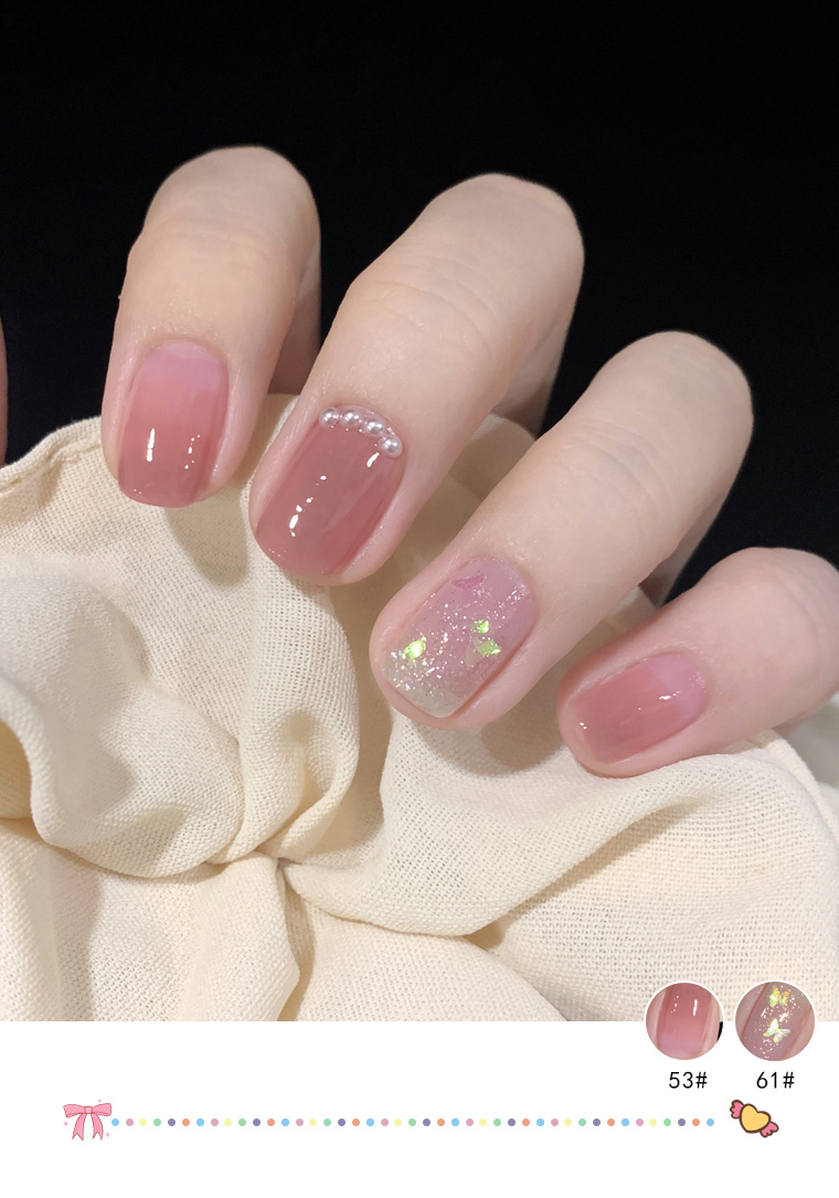 夏天裸色指甲油女免烤2021年新色快干不易掉色不可剥冰透奶黄色送女友