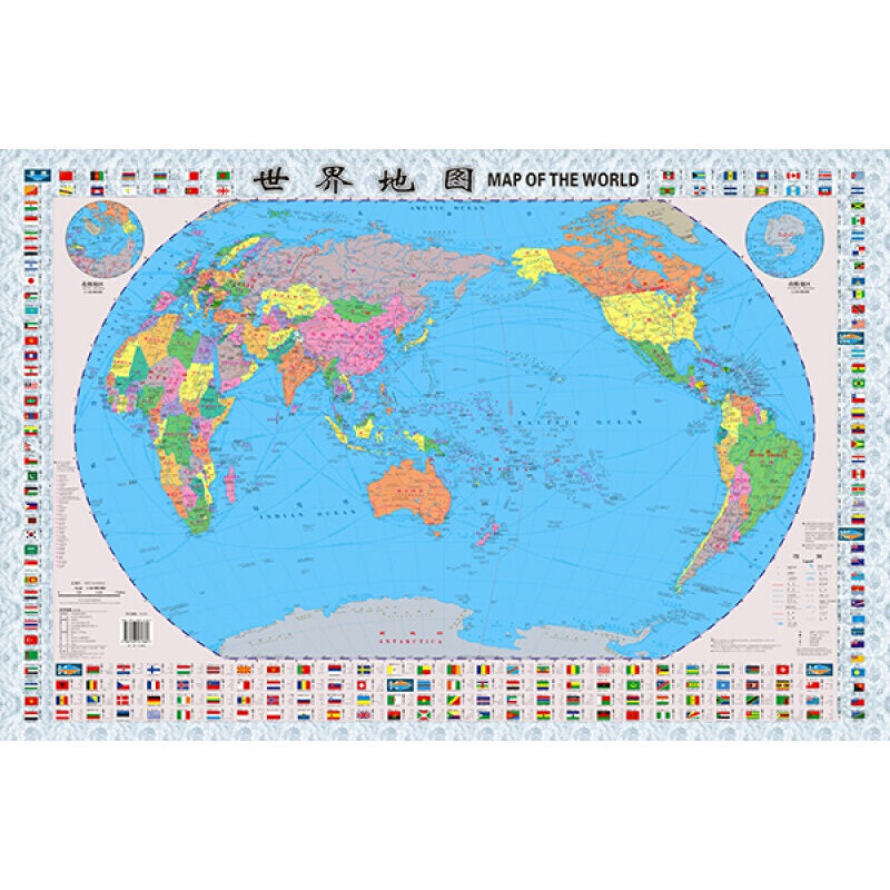 22年新版世界地图865mm575mm比例尺146中英文对照中
