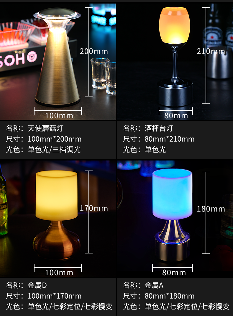 煊缤酒吧桌灯酒吧桌灯led创意吧台灯餐厅装饰台灯清吧氛围小夜灯充电