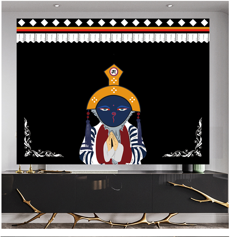 超大藏式挂布背景布房间装饰背景墙挂画ins床头卧室挂毯定制藏族八宝