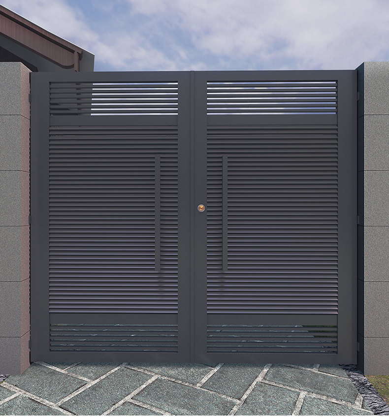 欧式不锈钢庭院门别墅大门单双开花园门百叶户外铁门围栏防盗铁门密码