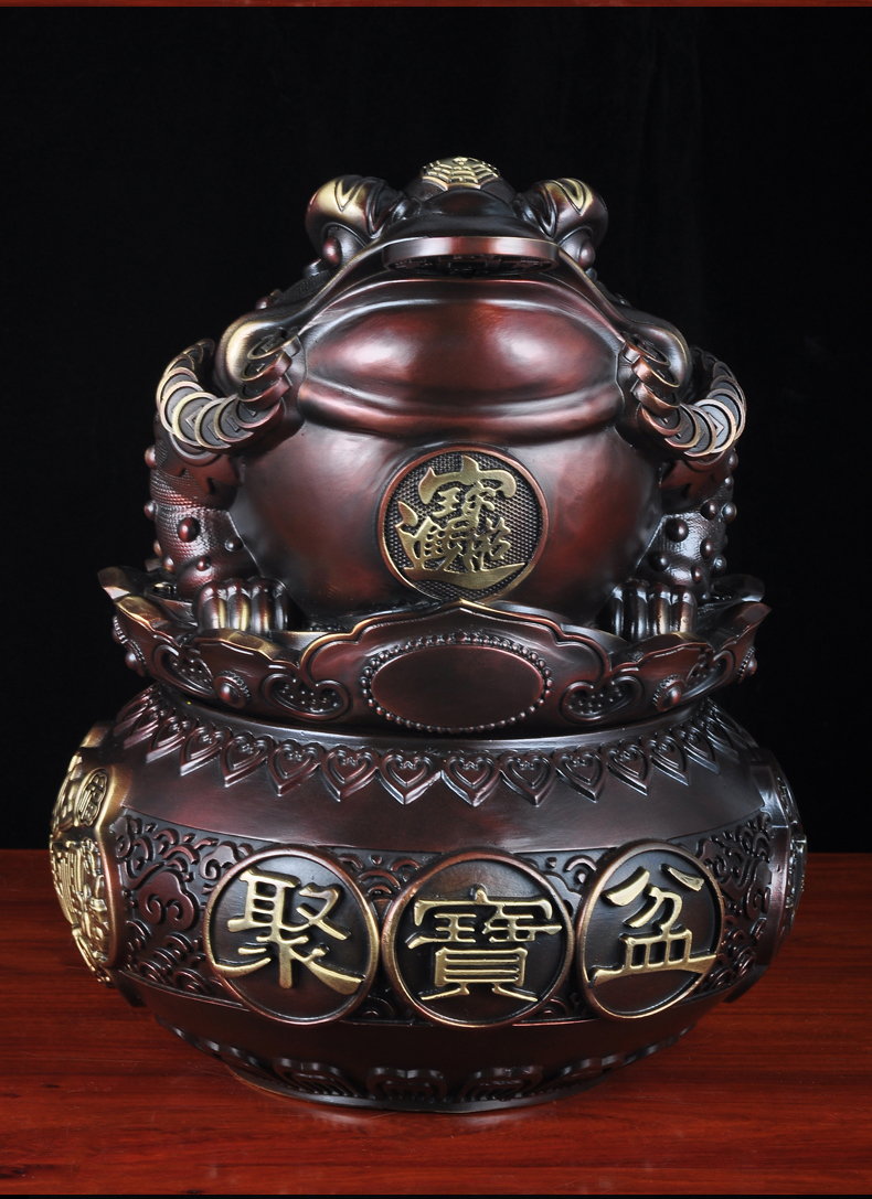 莲善堂全铜金蟾聚宝盆摆件风水招财家居客厅玄关装饰品店铺乔迁开业