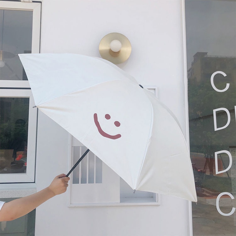 法波淇笑脸伞ins晴雨两用太阳伞雨伞学生ins简约百搭遮阳伞棕色笑脸