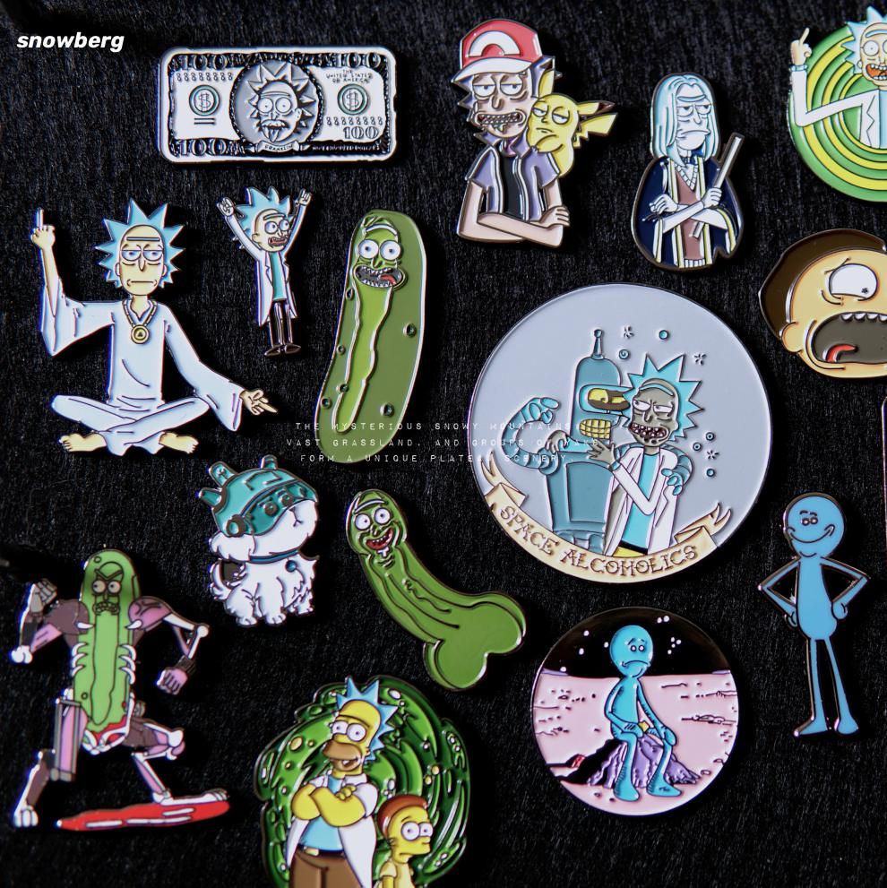 周边金属徽章 rick创意潮男书包装饰胸针搞怪小礼物 莫蒂瑞克鄙视 4*3