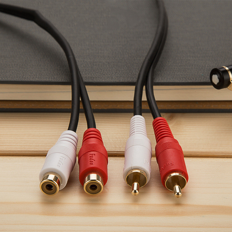 av线二对二音频线双莲花公对公对母对母2对2电视功放dvd音响延长黑色