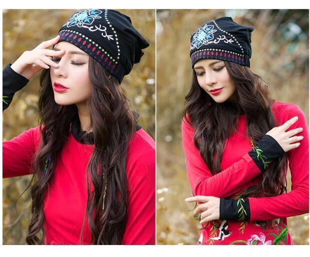 倾真新品民族风文艺范帽子民族风帽子女款原创旅游帽时尚女士复古刺绣