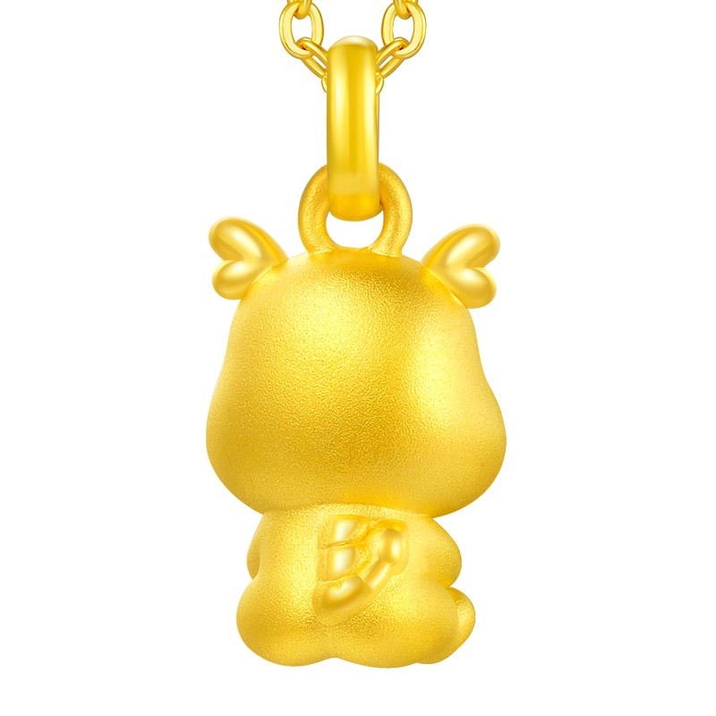 龙吊坠足金生肖龙小金龙项链挂坠男女款属相龙金坠子3d硬金 傲娇龙