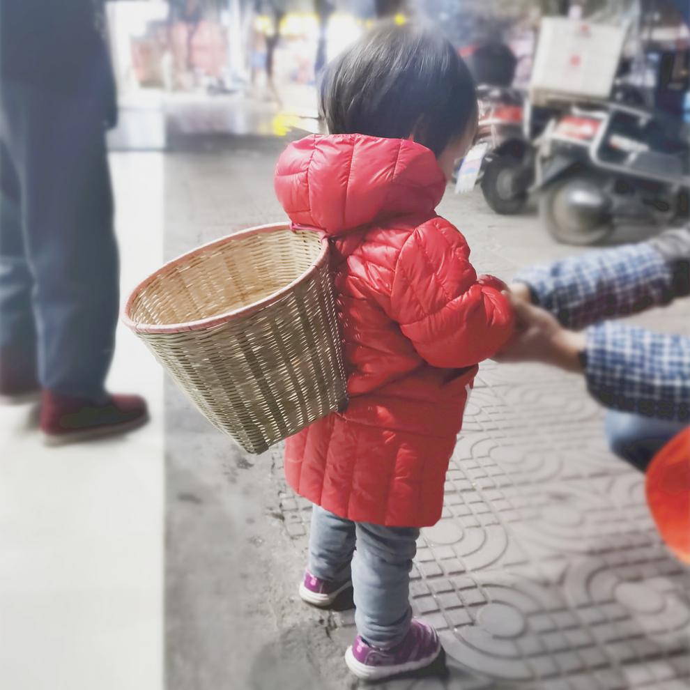 采茶篓四川纯手工编织塑料儿童玩具舞蹈道具幼儿园游戏小背篓背篼背筐