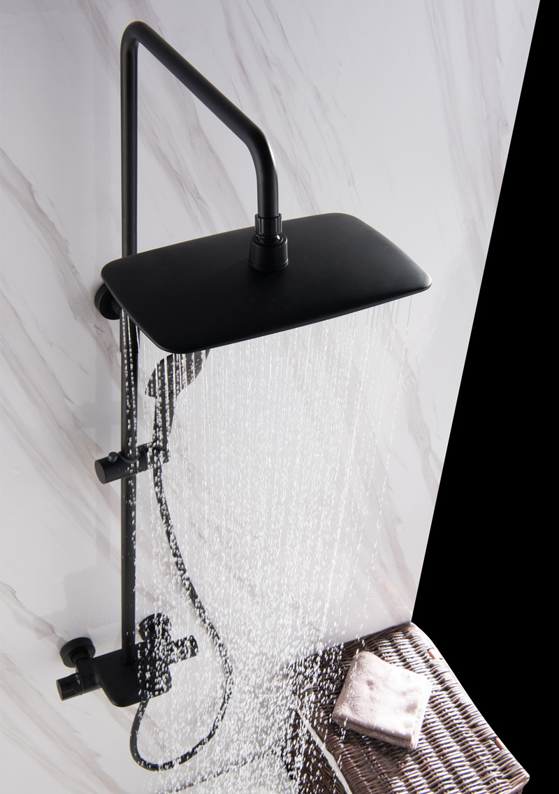 科勒(kohler)黑色温恒花洒套装全铜浴室卫生间淋浴器瀑布挂墙式大花洒