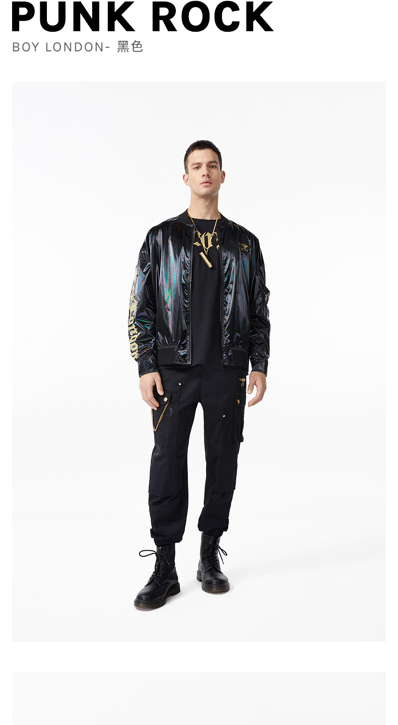 boylondon外套男女同款2022春夏新品飞行夹克宽松辐射pu棒球服n23003
