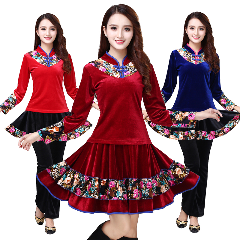透气舒适广场舞服装金丝绒新款套装女秋冬长袖跳舞蹈演出服有运费险