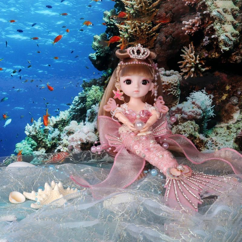 精致美人鱼芭比娃娃公主人鱼公主14关节bjd换装娃娃女孩人偶玩具