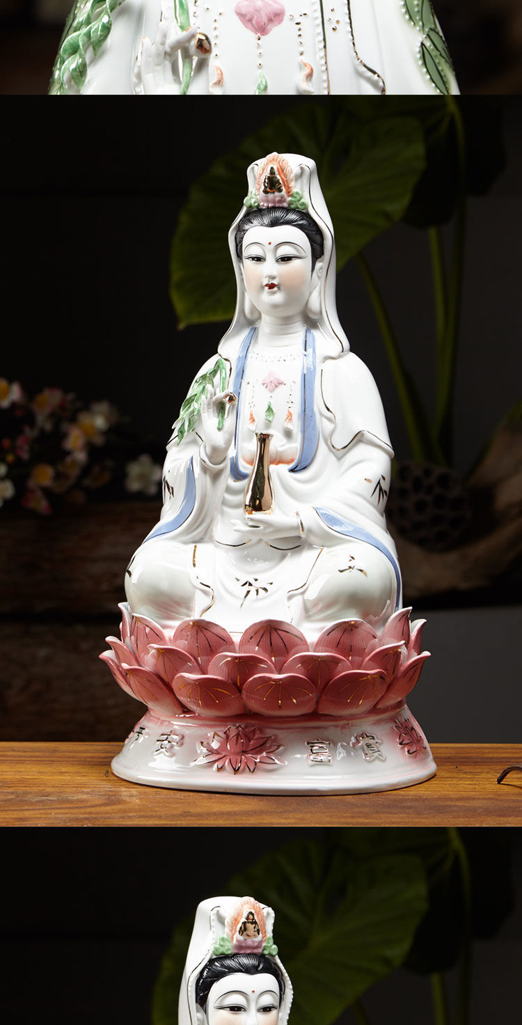 怀桑 观音菩萨陶瓷南海观音佛像摆件观世音菩萨佛像家用摆件 白衣观音